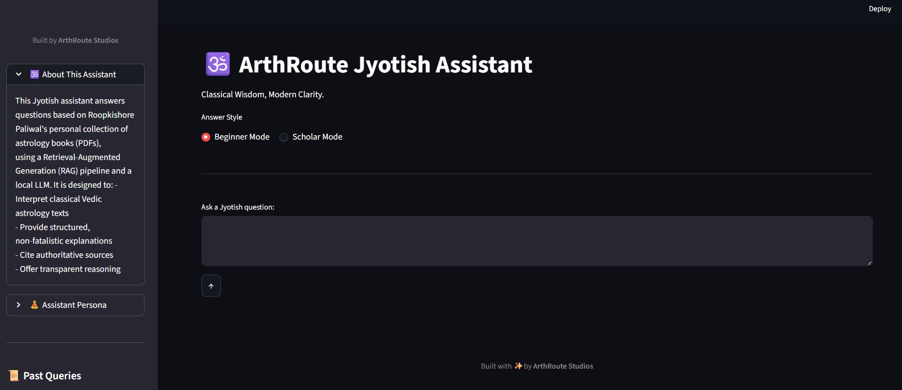 Jyotish Assistant main interface screenshot
